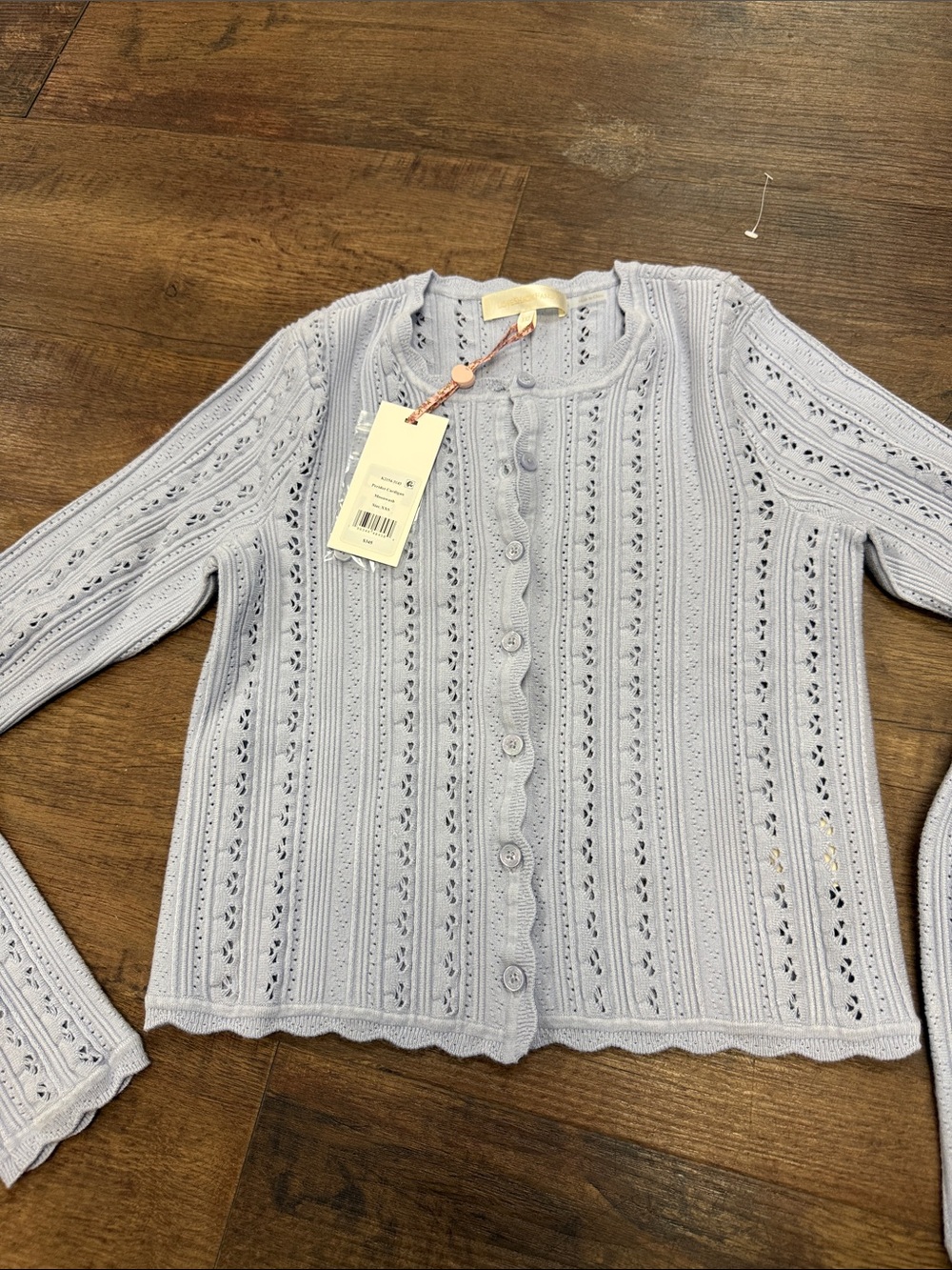 LoveShackFancy Light Lavender Eyelet Knit Cardigan